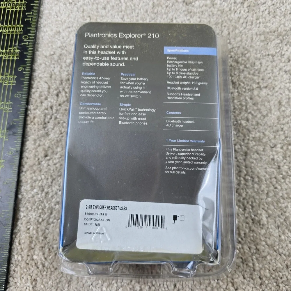 Plantronics Explorer 210 Bluetooth Headset Black Hands-Free Wireless 81600-07